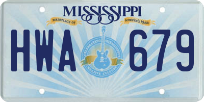 MS license plate HWA679