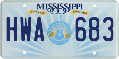 MS license plate HWA683