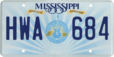 MS license plate HWA684
