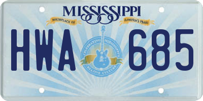 MS license plate HWA685