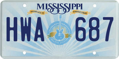 MS license plate HWA687