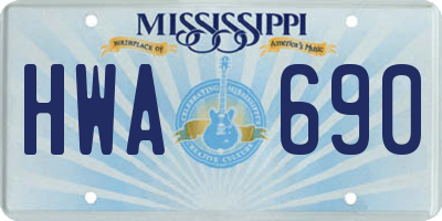 MS license plate HWA690
