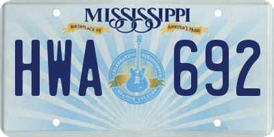 MS license plate HWA692