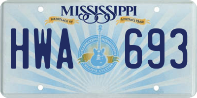 MS license plate HWA693