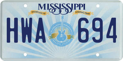 MS license plate HWA694