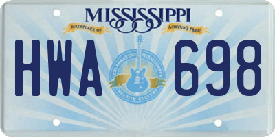 MS license plate HWA698