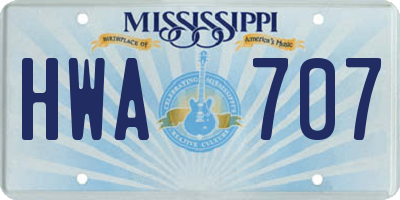 MS license plate HWA707