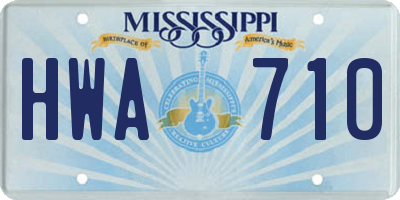MS license plate HWA710