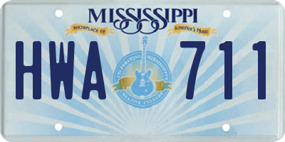 MS license plate HWA711