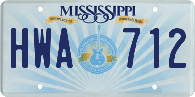 MS license plate HWA712