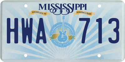 MS license plate HWA713