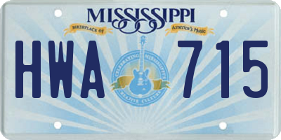 MS license plate HWA715