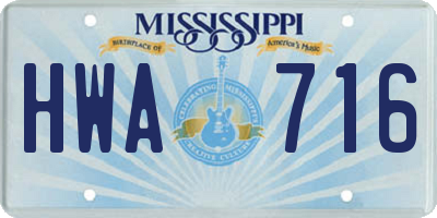 MS license plate HWA716
