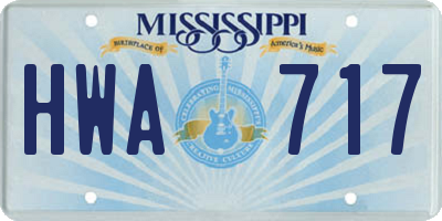 MS license plate HWA717