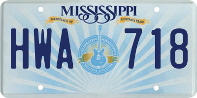 MS license plate HWA718