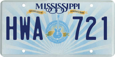 MS license plate HWA721