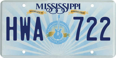 MS license plate HWA722
