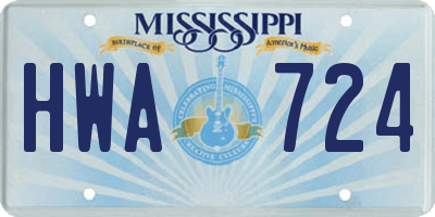 MS license plate HWA724