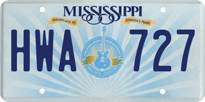 MS license plate HWA727
