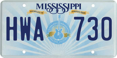 MS license plate HWA730