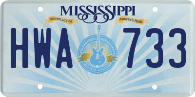 MS license plate HWA733