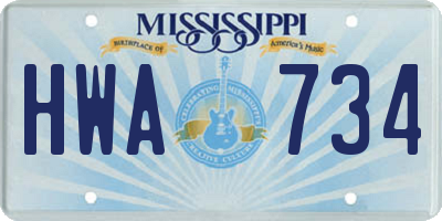 MS license plate HWA734