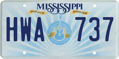 MS license plate HWA737