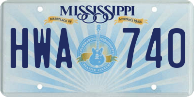 MS license plate HWA740