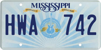MS license plate HWA742