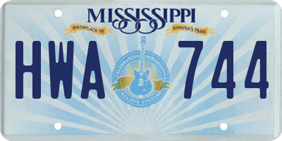 MS license plate HWA744