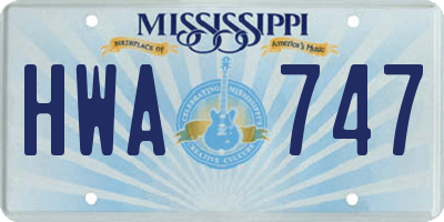MS license plate HWA747