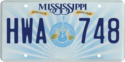MS license plate HWA748