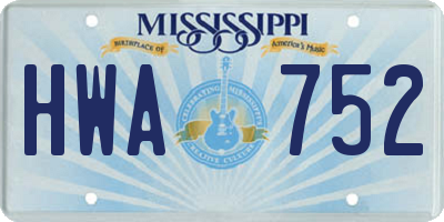 MS license plate HWA752