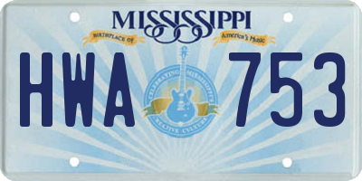 MS license plate HWA753