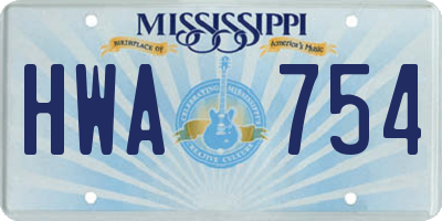 MS license plate HWA754