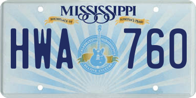 MS license plate HWA760
