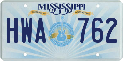 MS license plate HWA762