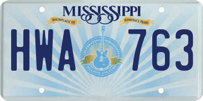 MS license plate HWA763
