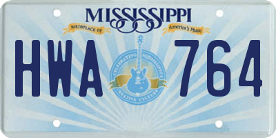 MS license plate HWA764