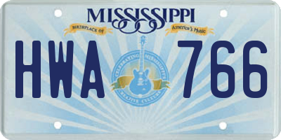 MS license plate HWA766