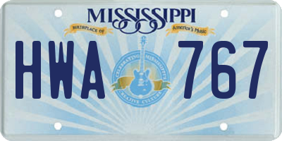 MS license plate HWA767