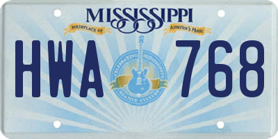 MS license plate HWA768