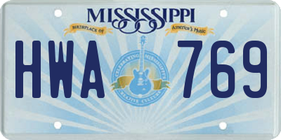 MS license plate HWA769