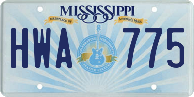 MS license plate HWA775