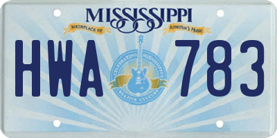 MS license plate HWA783