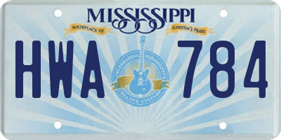 MS license plate HWA784