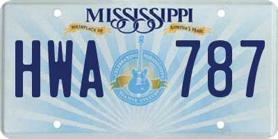 MS license plate HWA787