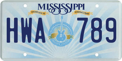 MS license plate HWA789