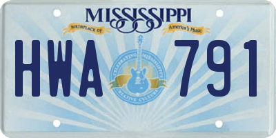 MS license plate HWA791