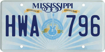 MS license plate HWA796